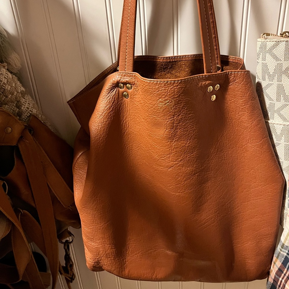 Tan colored leather purse